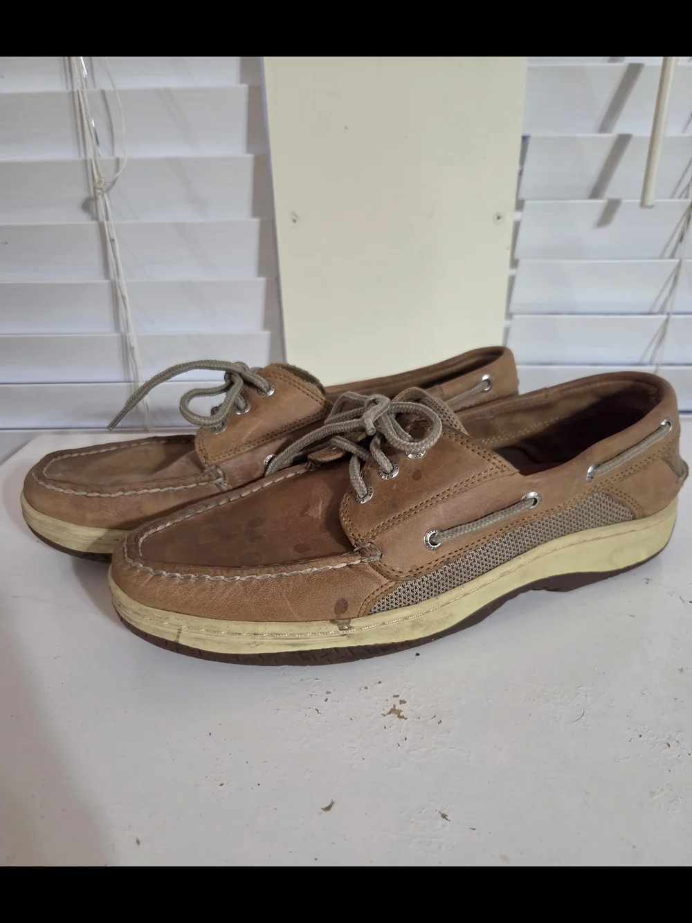 Sperry Billfish 3-Eye Boat Shoe in Brown and Cream - Men's 11